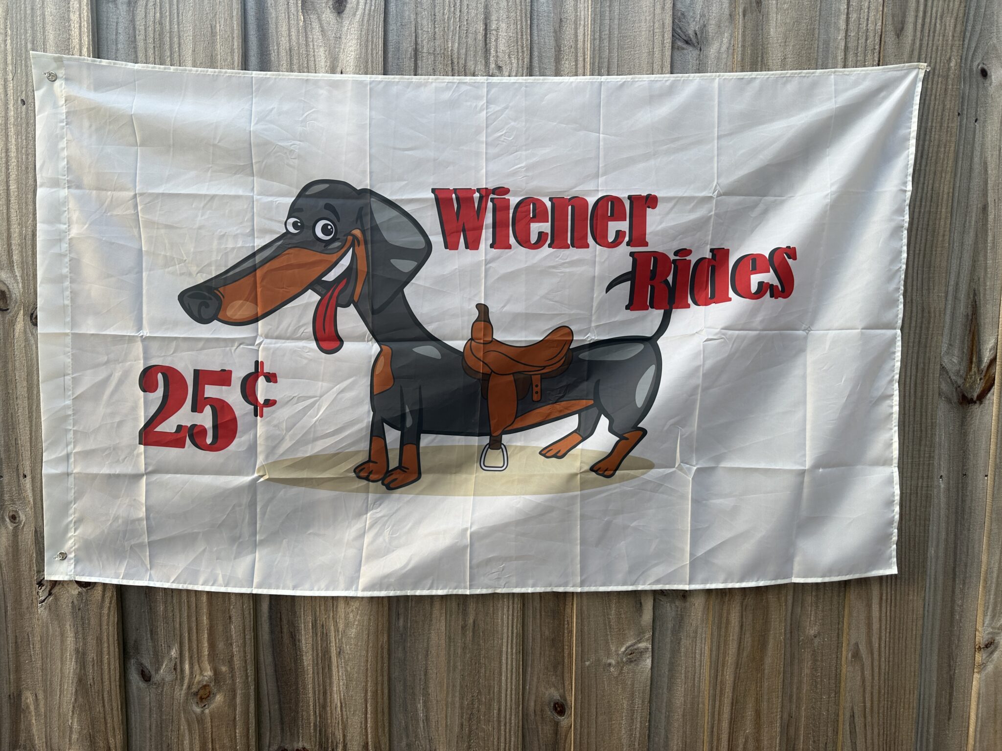 Wiener Rides 3x5 Flag Off White Bad Bass Designs