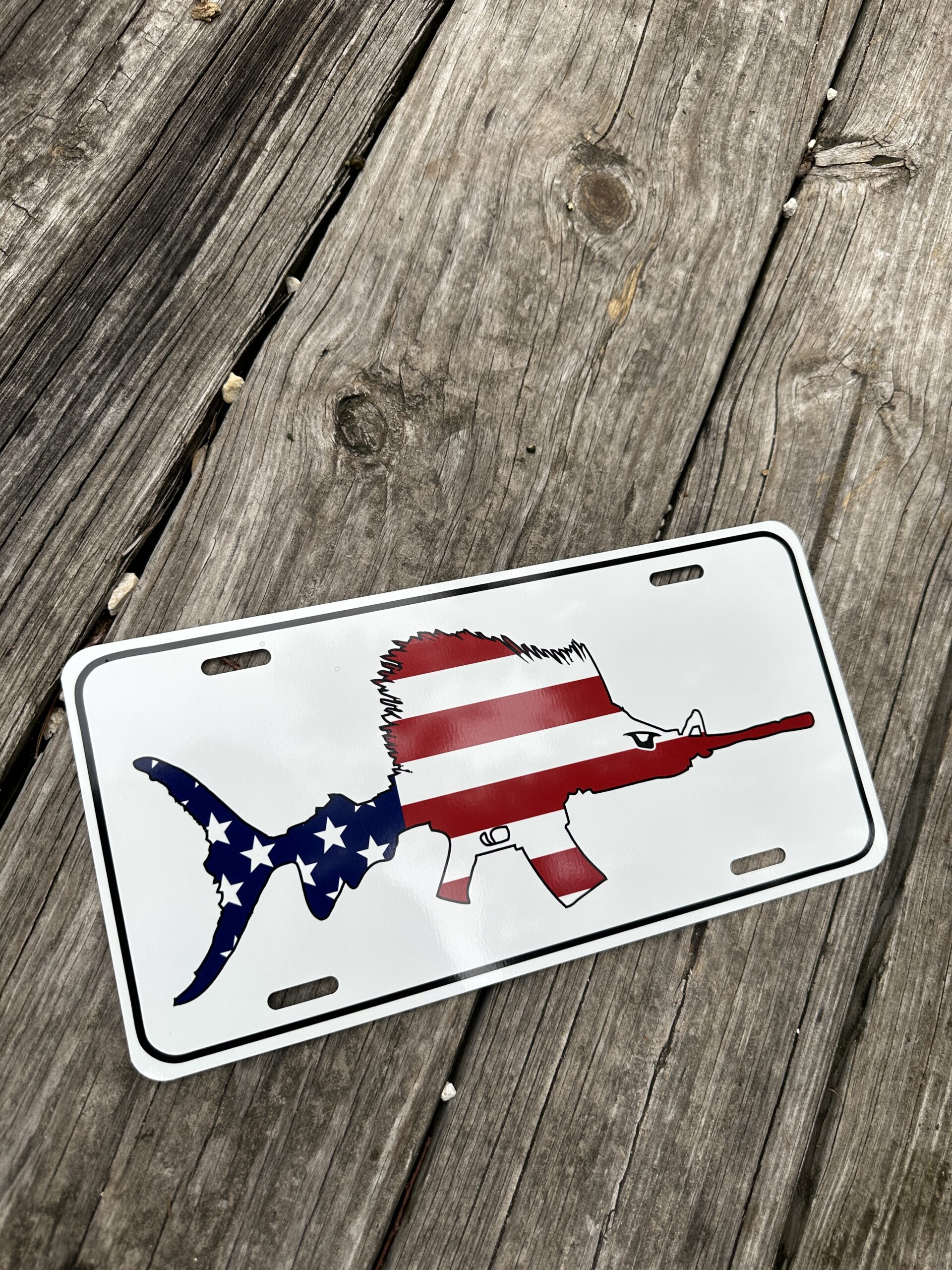 AR15 Sailfish American Flag License Plate