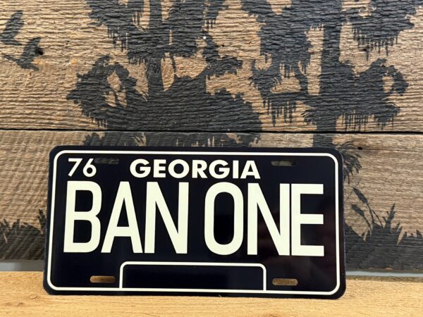 Black/Off White Ban One License Plate