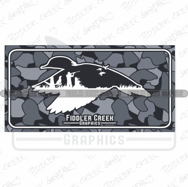 Light Grey Camo Wood Duck With Duck Blind Plate