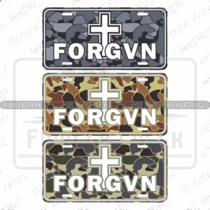 Camo FORGVN Cross License Plate