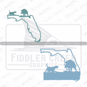 Teal Oil Slick Dog and Hog on top of FL, Baby Blue Oil Slick Dog and Hog inside FL